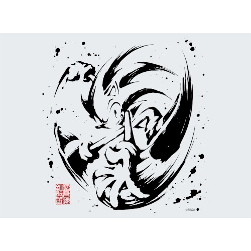 墨絵 超音速針鼠 掛け軸風タペストリー　3点セット ソニック エビテン ソニック 墨絵 超音速針鼠 “団結” 掛け軸風タペストリー