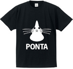猫のぽんた フェイスTシャツ ブラック Lサイズ