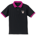 ダンガンロンパ3 モノミフェイス刺繍ポロシャツ BLACK×TROPICAL PINK-L