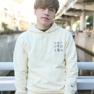 FAV gaming BLOCK Embroidery Hoodie Cream XL size